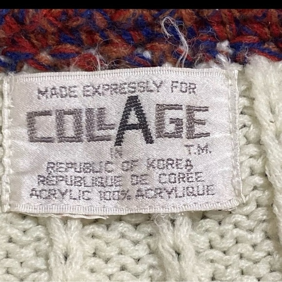 Vintage 70s Beige Knit Sweater Vest Embroidered Fringed - Picture 6 of 6